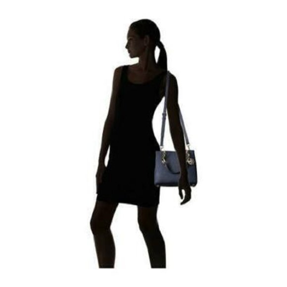 MICHAEL KORS CYNTHIA NAVY BLUE SAFFIANO LEATHER CROSSBODY SATCHEL BAG - NWT! - Picture 8 of 10